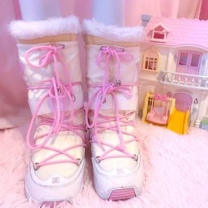 DC SNOW BOOTS pink and white!! *Read Description*